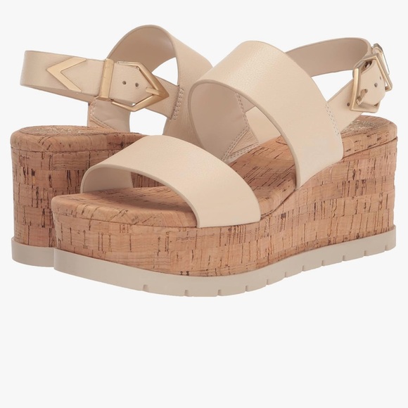 Vince Camuto Cream Wedge Platform Sandals Size 8.5 NWT - Picture 4 of 12